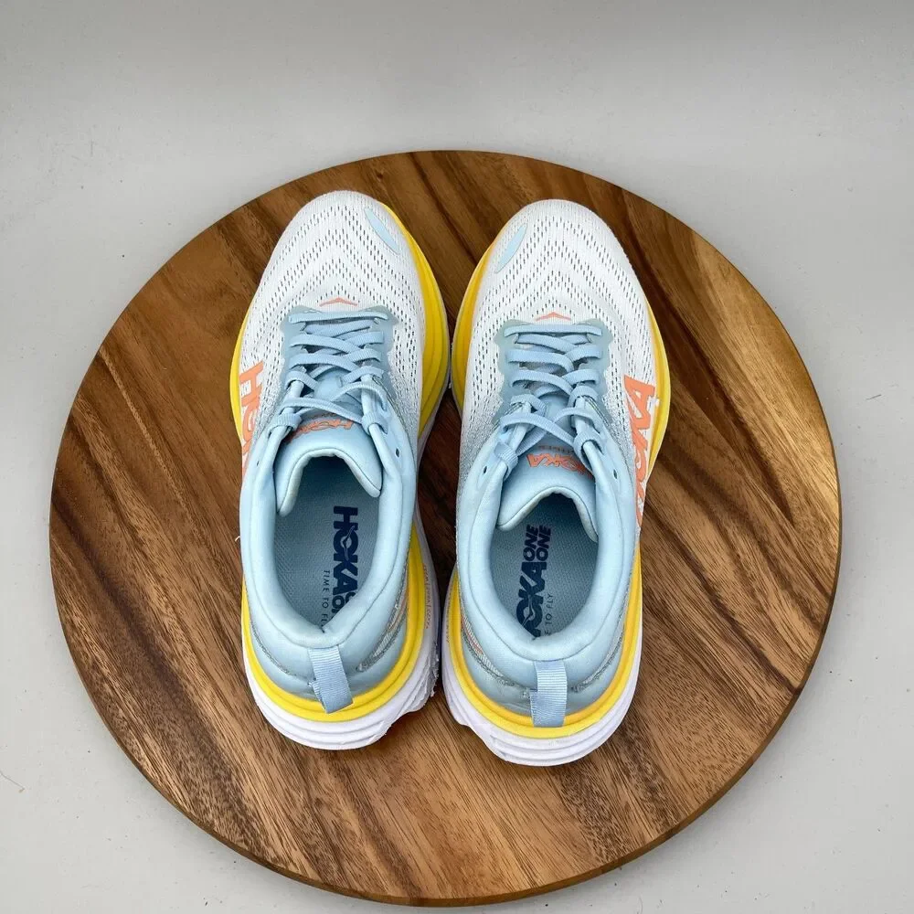 Hoka One One Bondi 8 Shoes Womens Size 10.5 B Blue Running Comfort Walking Gym